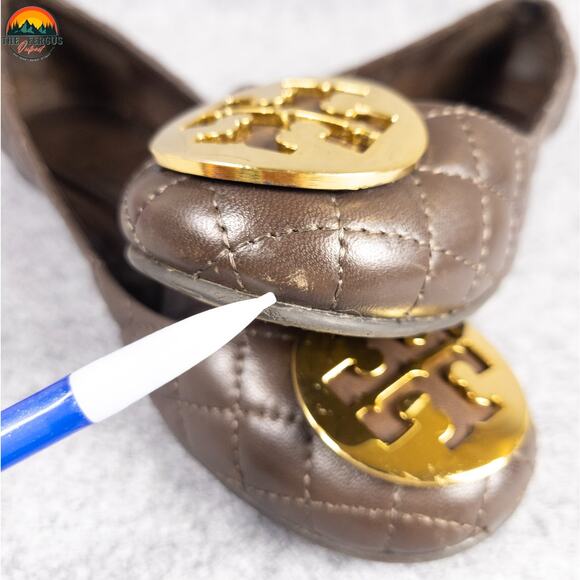 Tory Burch Quinn Ballet Flats Brown Leather Slip-On Quilted Women's Size 7.5 - Picture 9 of 14